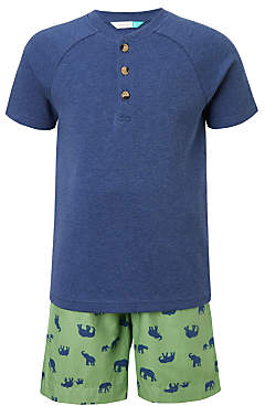 Boys' Elephant Short Pyjamas, Blue/Green