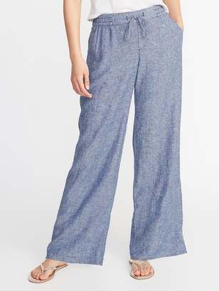 Old Navy Mid-Rise Wide-Leg Linen-Blend Pants for Women