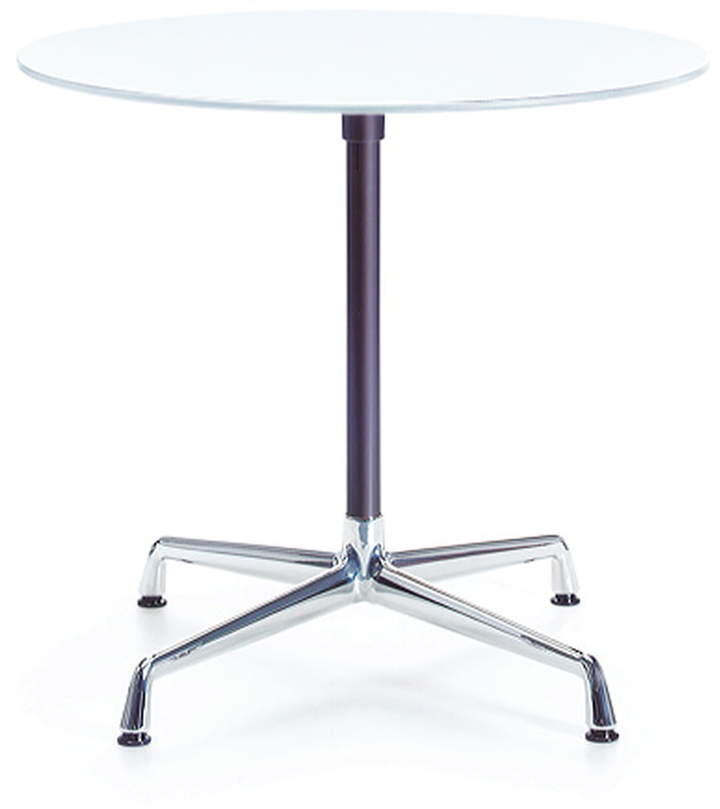 Contract Table rund, Melamin Weiß / chrom, basic dark