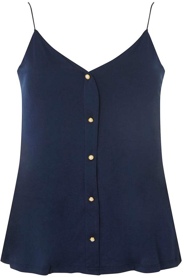 Navy Button Front Camisole Top