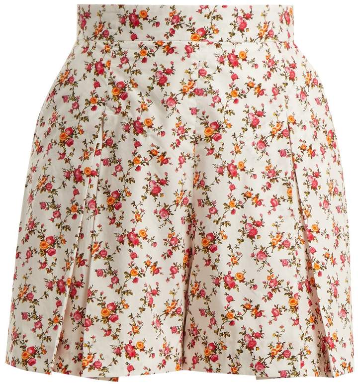 Leslie floral-print cotton shorts