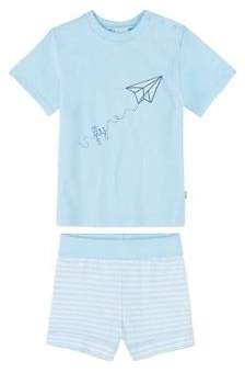 Schlafanzug kurz Papierflieger Baby-Pyjama Baby-Nachtwäsche NEU blau