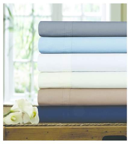 Tribeca Living Cotton Percale Solid Sheet Set 300 Thread Count - Tribeca Living®
