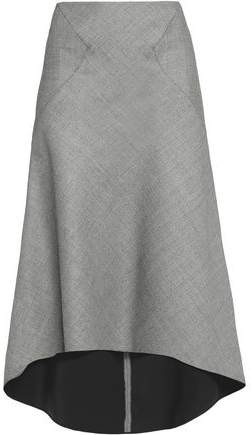Draped Wool-Blend Midi Skirt