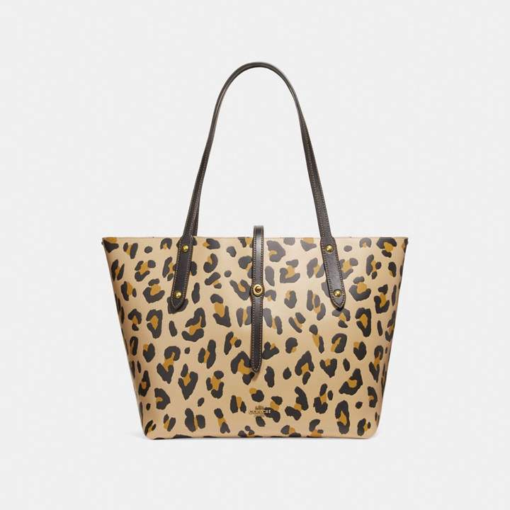Coach New YorkCoach Market Tote With Leopard Print - LEOPARD/BRASS - STYLE