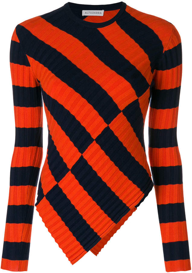 asymmetric stripe sweater