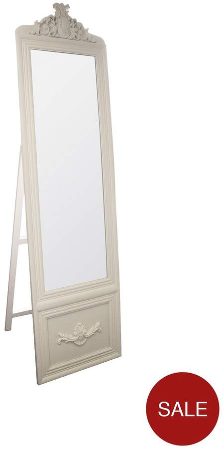 Belvedere Vintage Cheval Standing Mirror In Cream – 52 X 192 Cm