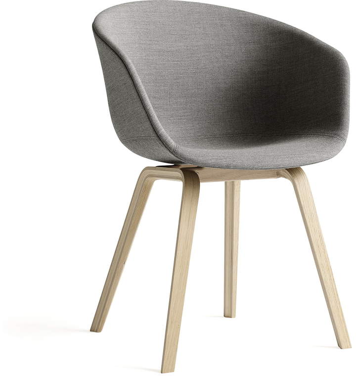 Hay - About A Chair AAC 23, Holz-Vierbeingestell Eiche geseift / Vollpolster Remix Grau (133) (EU)