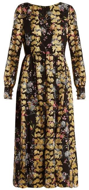 Camille floral-print and jacquard dress