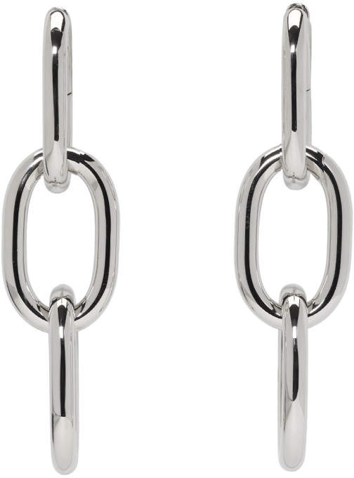 Silver Three Link Bike Chain Earrings