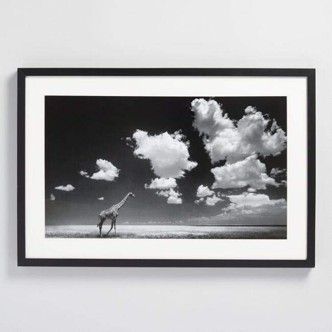 Black and White Giraffe Photograph Wall Art
