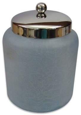 Large Frosted Glass Jar with Stainless Steel Lid in Aqua