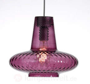 Zeitlose Glas-Hängelampe Giulietta, amethyst
