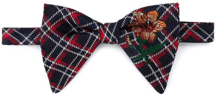 embroidered plaid bow tie
