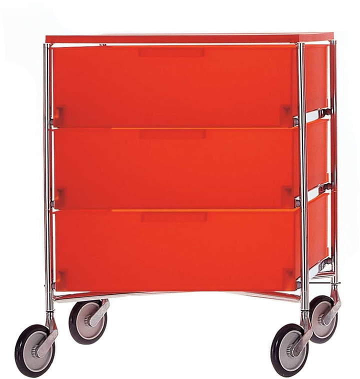 Mobil Container - mit Rollen, 3 Schubladen, dunkelOrange