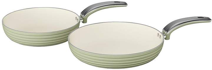Retro Set Of 2 Frying Pans – Green