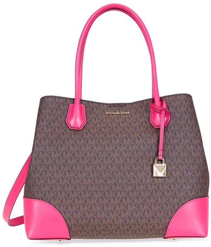 Michael Kors Large Mercer Tote- Brown/ Ultra Pink - ONE COLOR - STYLE