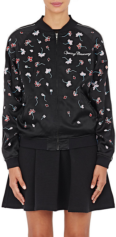 Embellished Silk Bomber Jacket
