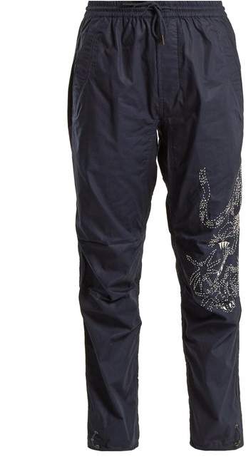 Tiger-embroidery cotton trousers