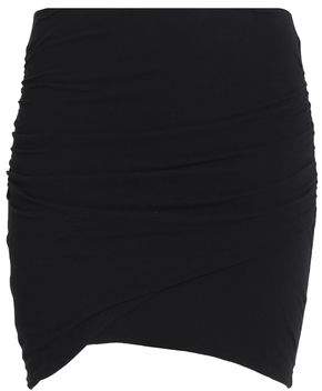 Ruched Cotton-Blend Jersey Mini Skirt