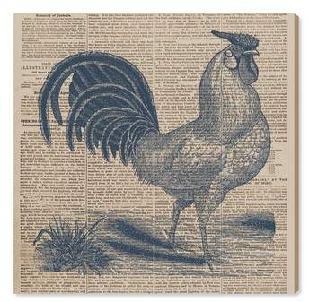 Rooster Newspaper Canvas Wall Art