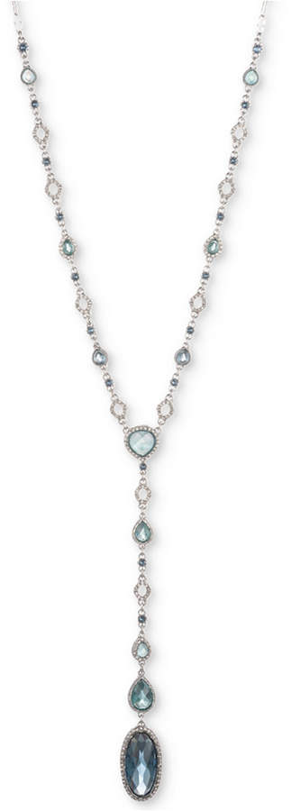 Silver-Tone Pave & Stone Lariat Necklace, 28