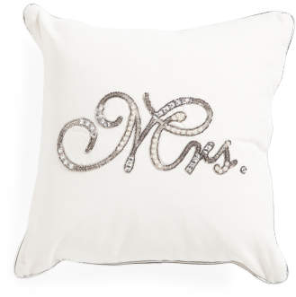 Made In India 14x14 Mrs. Beaded Pillow