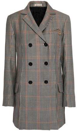 Double-Breasted Houndstooth Wool Blazer