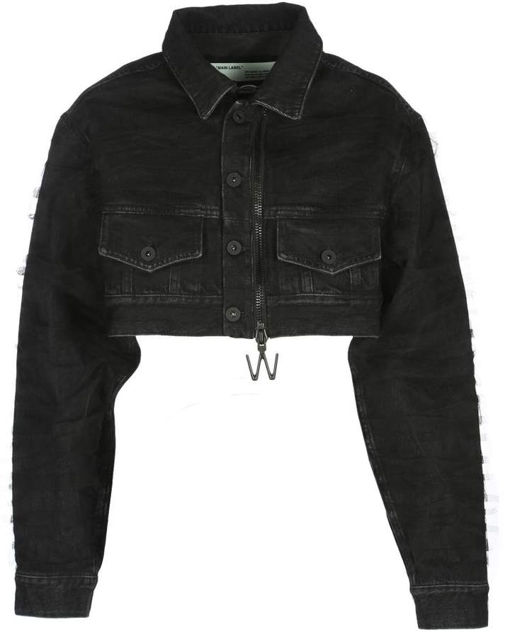 Cropped Denim Jacket Tulle Details