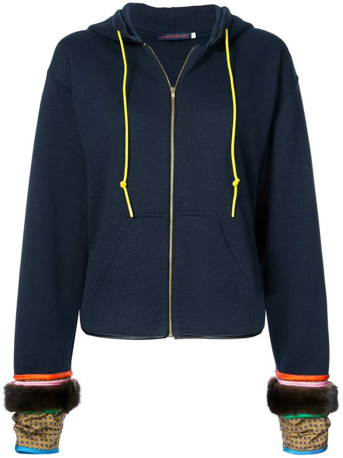 Harvey Faircloth contrasting cuff zip front hoodie