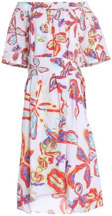 Printed Off-The-Shoulder Cotton Midi Dress
