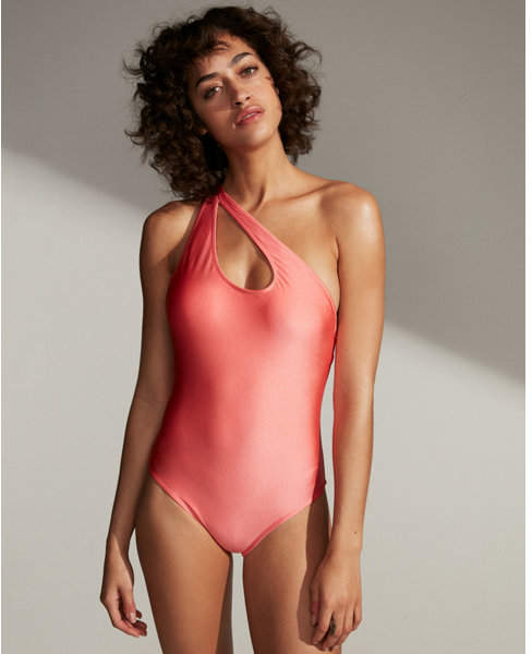 shimmer one shoulder one-piece swimsuit