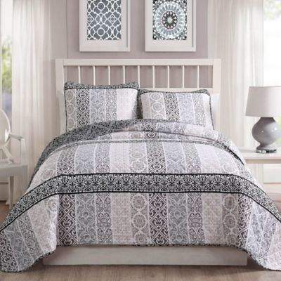 Buy Kylie Reversible Full/Queen Quilt Set in Taupe/Grey!