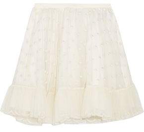 Swiss Dot Tulle-Trimmed Organza Mini Skirt