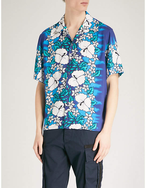 Hawaiian-print woven shirt