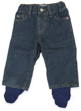 Otium Brands Size 0-6M Denim Pants with Blue Footies