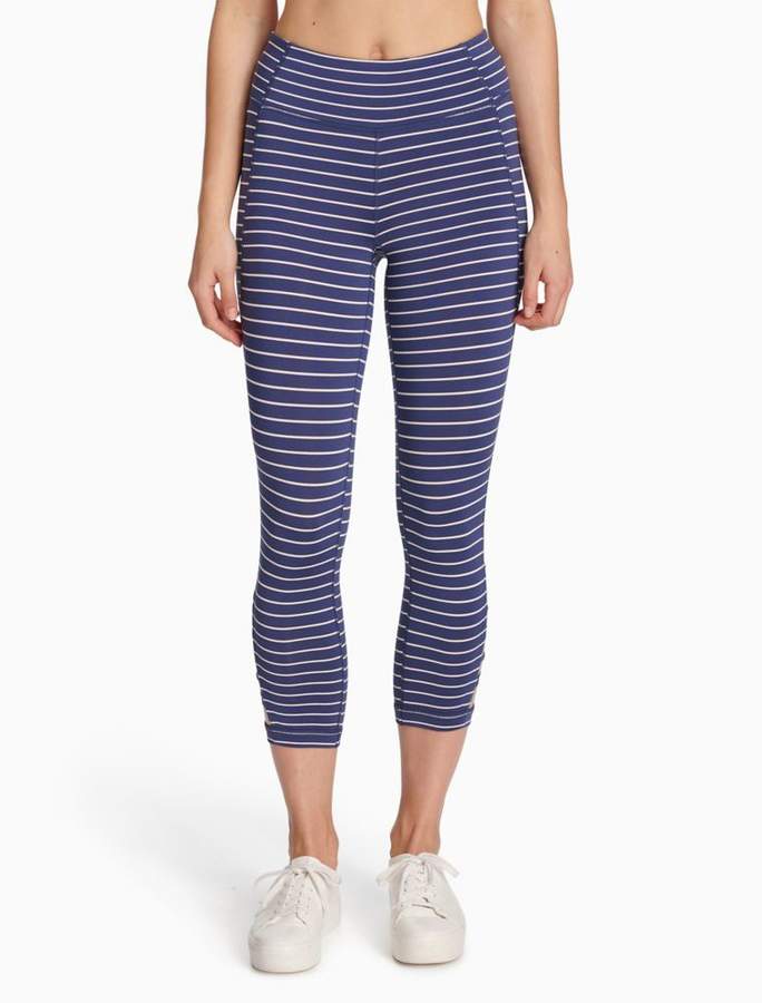 striped mid rise cropped leggings