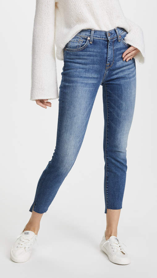 The High Waisted Ankle Skinny Jeans with Step Hem