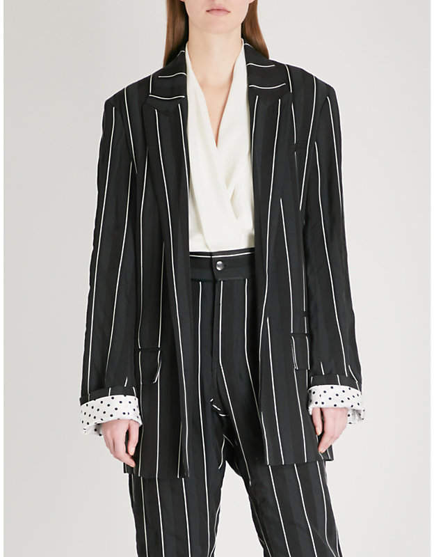 Striped single-breasted crepe blazer