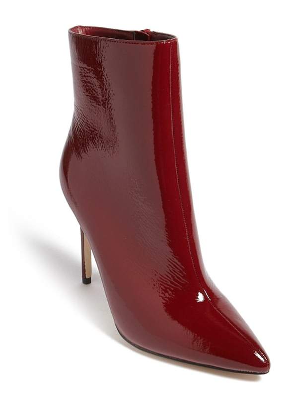 Faux Patent Leather Ankle Boots