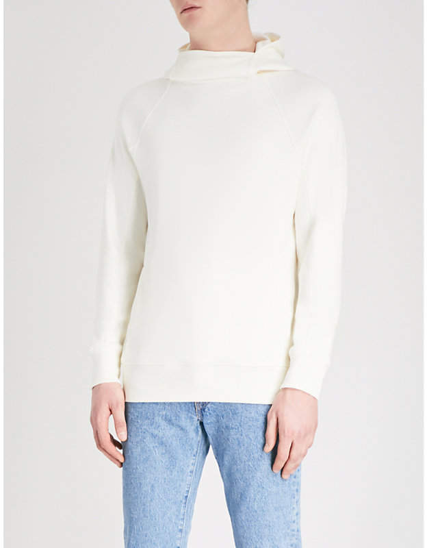 Funnel-neck cotton-jersey hoody