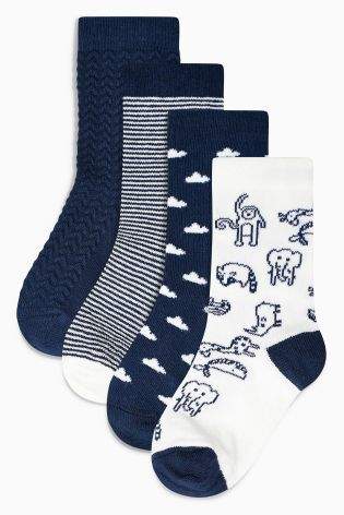Boys Blue Cloud Socks Four Pack (Younger Boys) - Blue