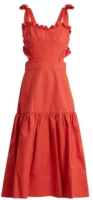 Cut-out cotton and linen-blend dress