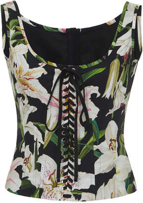 Dolce & Gabbana Lace-Up Printed Crepe Bustier Top Size: 36 Dolce & Gabbana Lace-Up Printed Crepe Bustier Top Size: 36
