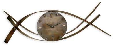 Bent Metal Wall Clock in Bronze