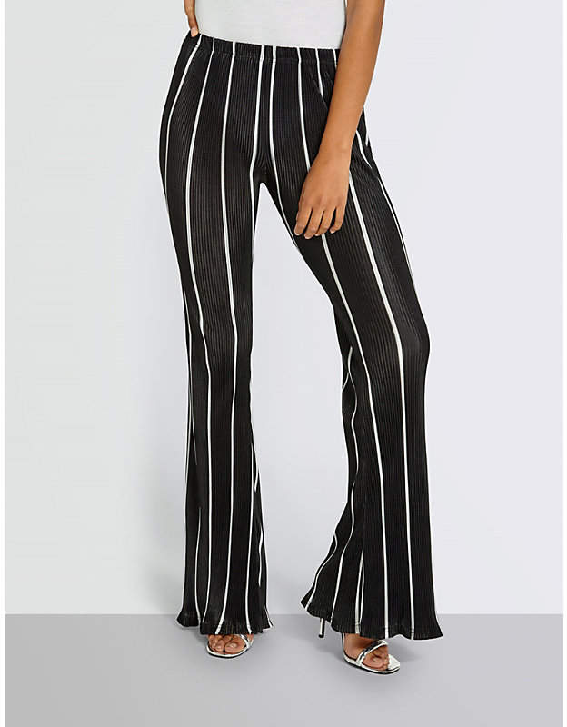Striped woven plisse trousers