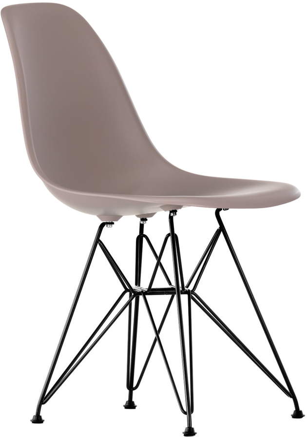 Eames Plastic Side Chair DSR (H 43 cm), pulverbeschichtet / Mauve grau, Kunststoffgleiter basic dark (Teppichboden)
