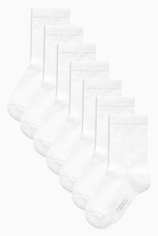 Boys White Socks Seven Pack (Older Boys) - White