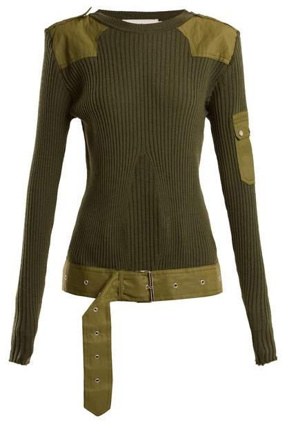 MARQUES'ALMEIDA Belted ribbed-knit wool top