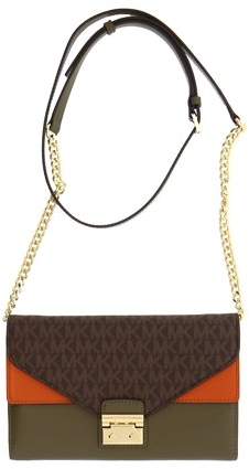 Michael Kors Sloan Large Leather - Wallet-on-chain - Brown/Olive/Orange - 32F7GSLF3B-285 - MULTICOLOR - STYLE